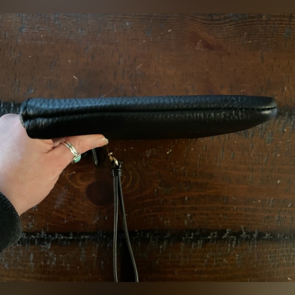 Coach genuine Black grain leather wristlet 7.25” X 4.5” gold hardware ELNC~ - Picture 8 of 12